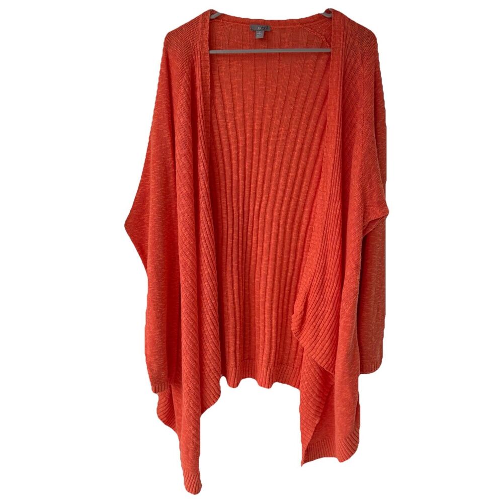 J. Jill Womens 3X Coral Linen Blend Open Front Cardigan Sweater Coastal Summer